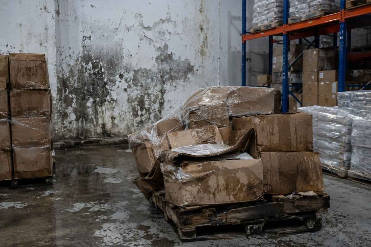 oštećena roba u vlažnom magacinu
